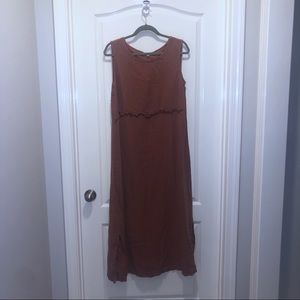 🍁GUC J.Jill Burnt Orange Linen Ankle-Length Dress
